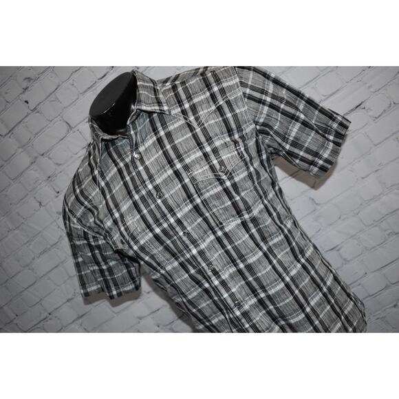 Wrangler Other - Wrangler Retro Western Shirt Mens Size Large Pearl Button Snaps Gray Plaid